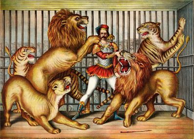 Lion tamer (Sourced from Wikimedia Commons: http://en.wikipedia.org/wiki/File:Lion_tamer_(LOC_pga.03749).jpg) 